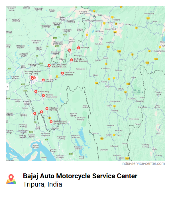 Bajaj Auto Motorcycle Service Center Near Me, Tripura, India