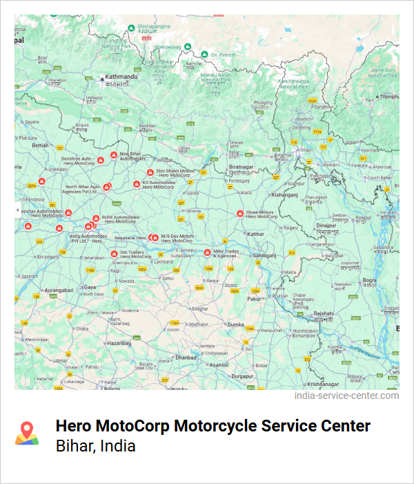 Hero MotoCorp Motorcycle Service Center Near Me, Bihar, India