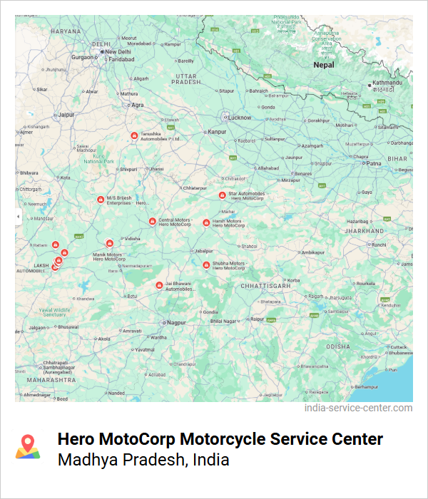 Hero MotoCorp Motorcycle Service Center Near Me, Madhya Pradesh, India