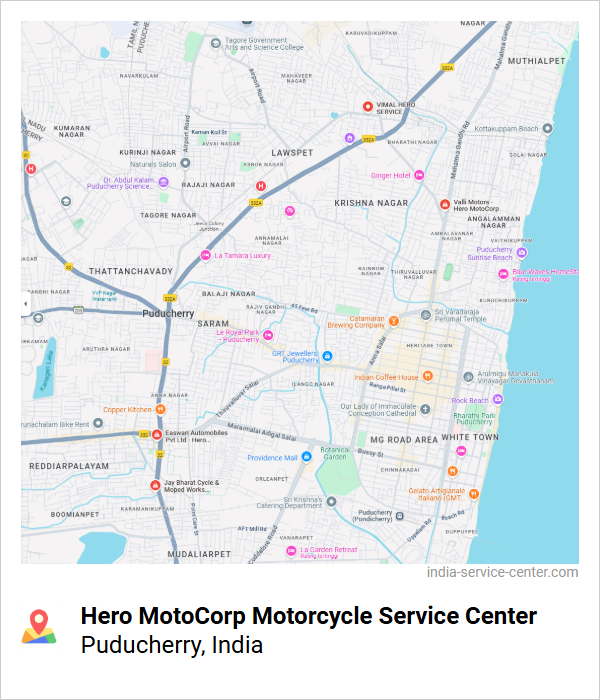 Hero MotoCorp Motorcycle Service Center Near Me, Puducherry, India