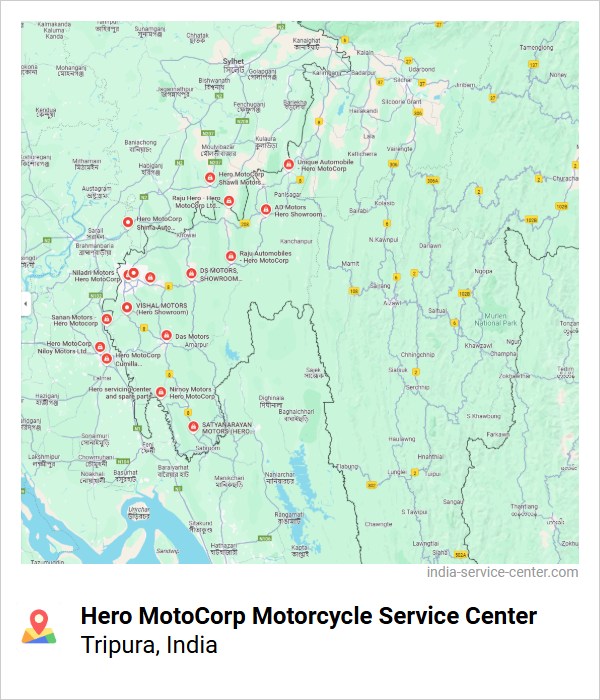 Hero MotoCorp Motorcycle Service Center Near Me, Tripura, India