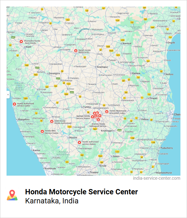 Honda Motorcycle Service Center Near Me, Karnataka, India