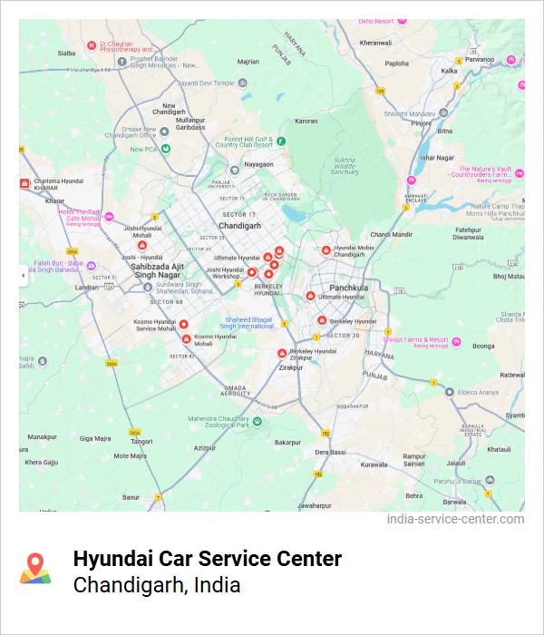 Hyundai Car Service Center Near Me, Chandigarh, India