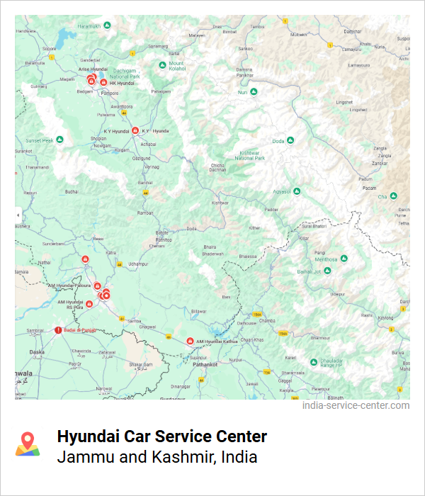 Hyundai Car Service Center Near Me, Jammu and Kashmir, India