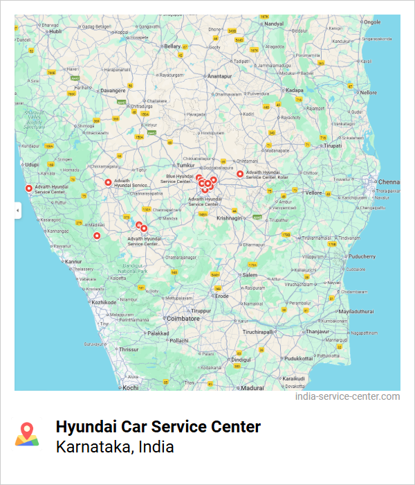 Hyundai Car Service Center Near Me, Karnataka, India