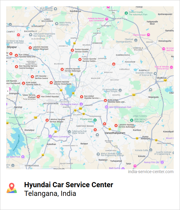 Hyundai Car Service Center Near Me, Telangana, India