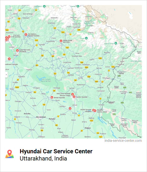 Hyundai Car Service Center Near Me, Uttarakhand, India