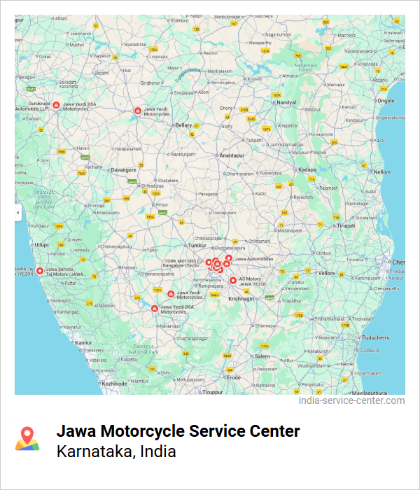 Jawa Motorcycle Service Center Near Me, Karnataka, India