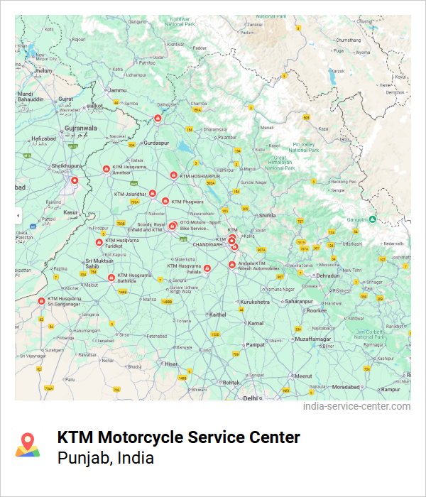 KTM Motorcycle Service Center Near Me, Punjab, India