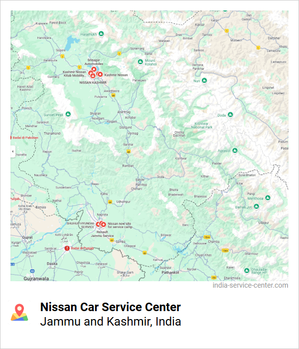 Nissan Car Service Center Near Me, Jammu and Kashmir, India