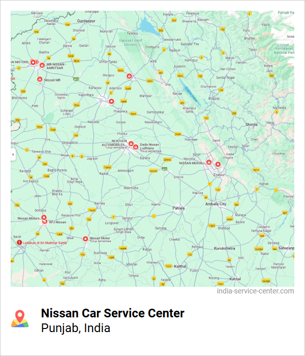 Nissan Car Service Center Near Me, Punjab, India