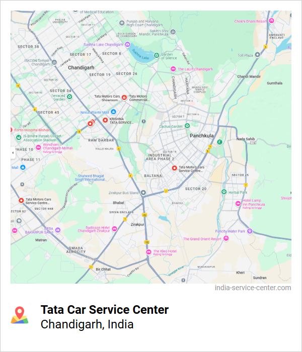 Tata Car Service Center Near Me, Chandigarh, India