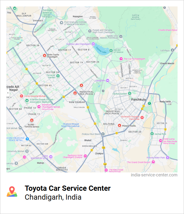 Toyota Car Service Center Near Me, Chandigarh, India