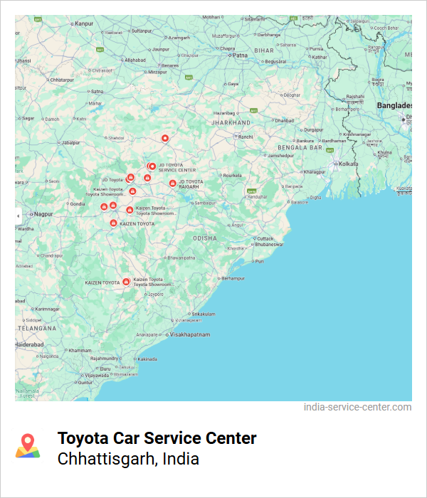 Toyota Car Service Center Near Me, Chhattisgarh, India