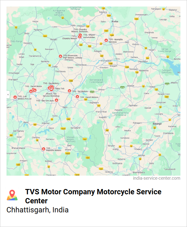 TVS Motor Company Motorcycle Service Center Near Me, Chhattisgarh, India