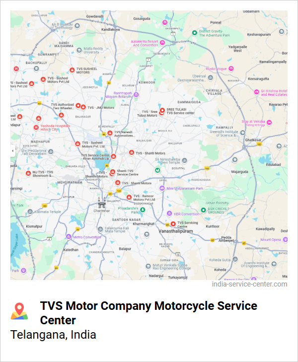 TVS Motor Company Motorcycle Service Center Near Me, Telangana, India